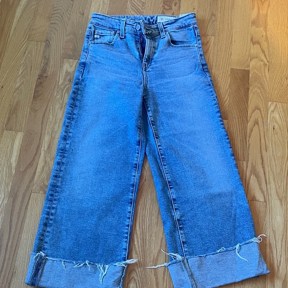 AG SAIGE WIde Leg Crop Blue High Rise Flare Jeans - Picture 9 of 15